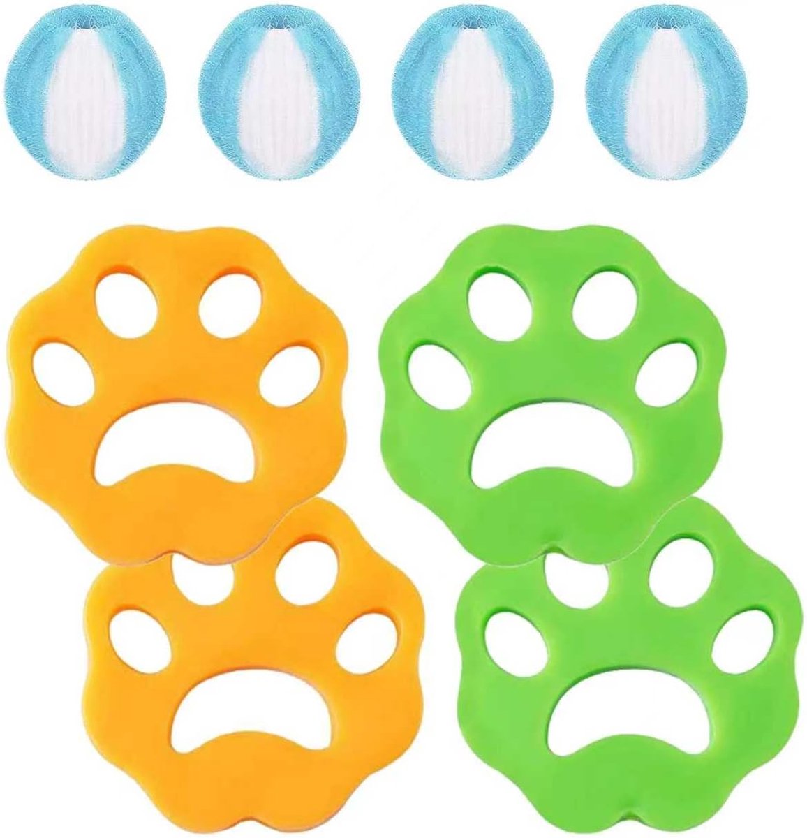 SnelShoppen - Hair Catcher voor Wasmachine, 8 Stuks, Herbruikbaar, 4 x Anti-Haar Ballen en 4 x Wasballen, Verwijdert Dierhaar van Honden en Katten, Vo