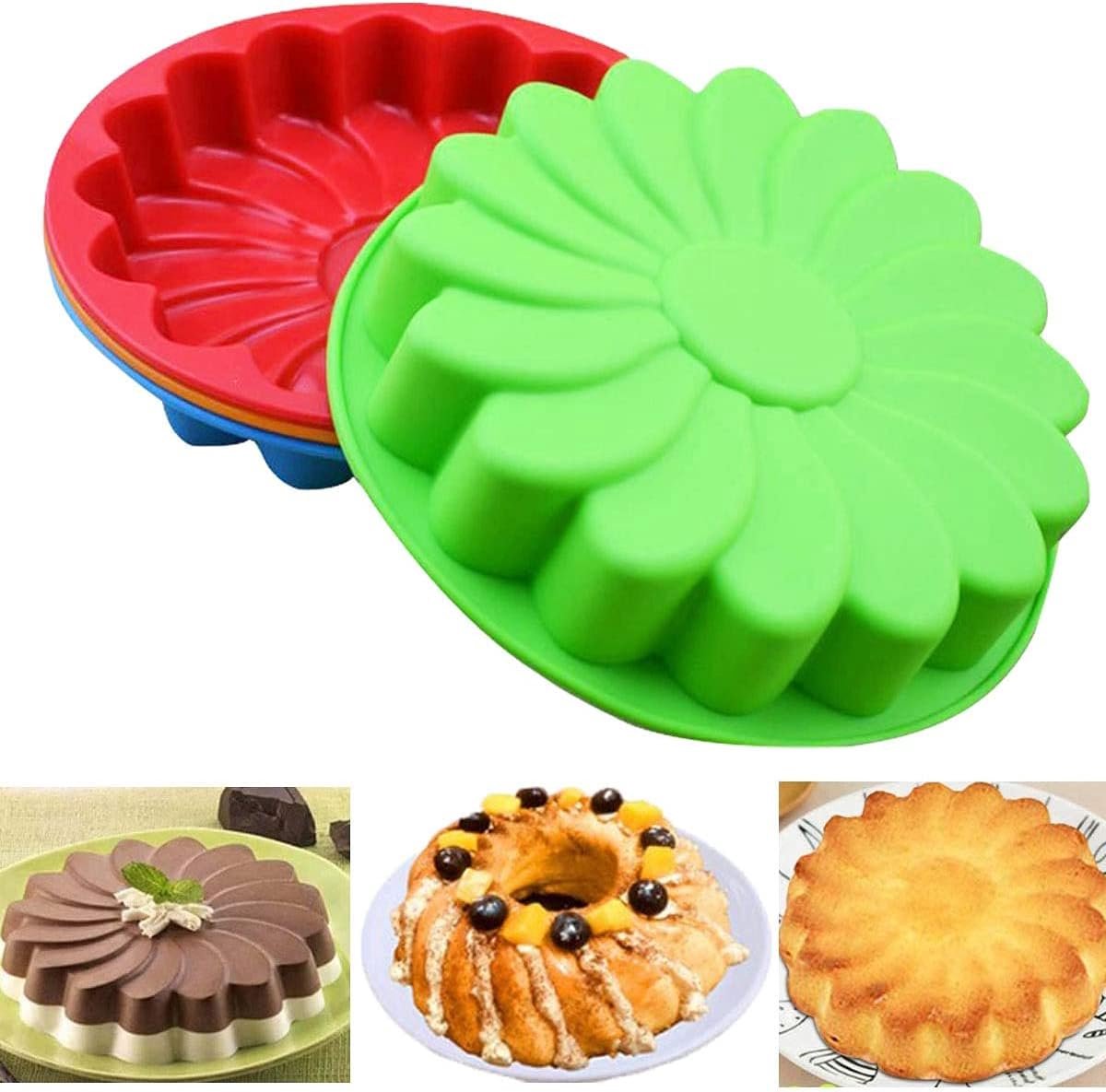 SnelShoppen - 3 Pcs Bloem Silicone Cake Mallen - Ronde Silicone Cakevormen voor Verjaardag, Valentijnsdag, Moederdag, Bruiloften en Vriendenbijeenkoms
