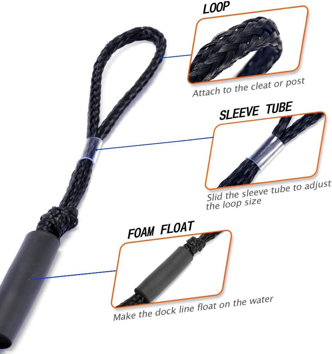 SnelShoppen - Elastic Drawstring Amarer Cord Boot Touw Bevestigingskoord Bungee Docklijnen 4 Stuks - Schokabsorberend, Veilig, Voor Boot Accessoires