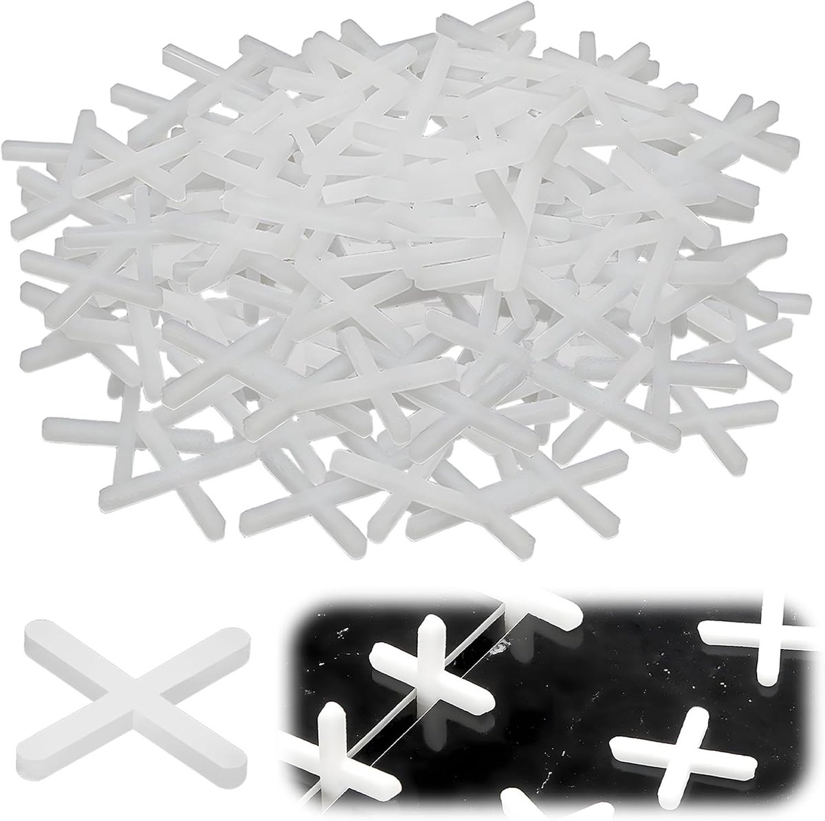 SnelShoppen - 500 Stuks Tegel Kruisjes Zelfnivellerend 2 mm voor Muur en Vloertegels, Tegels Leggen, Paver Paving Platen, Wit