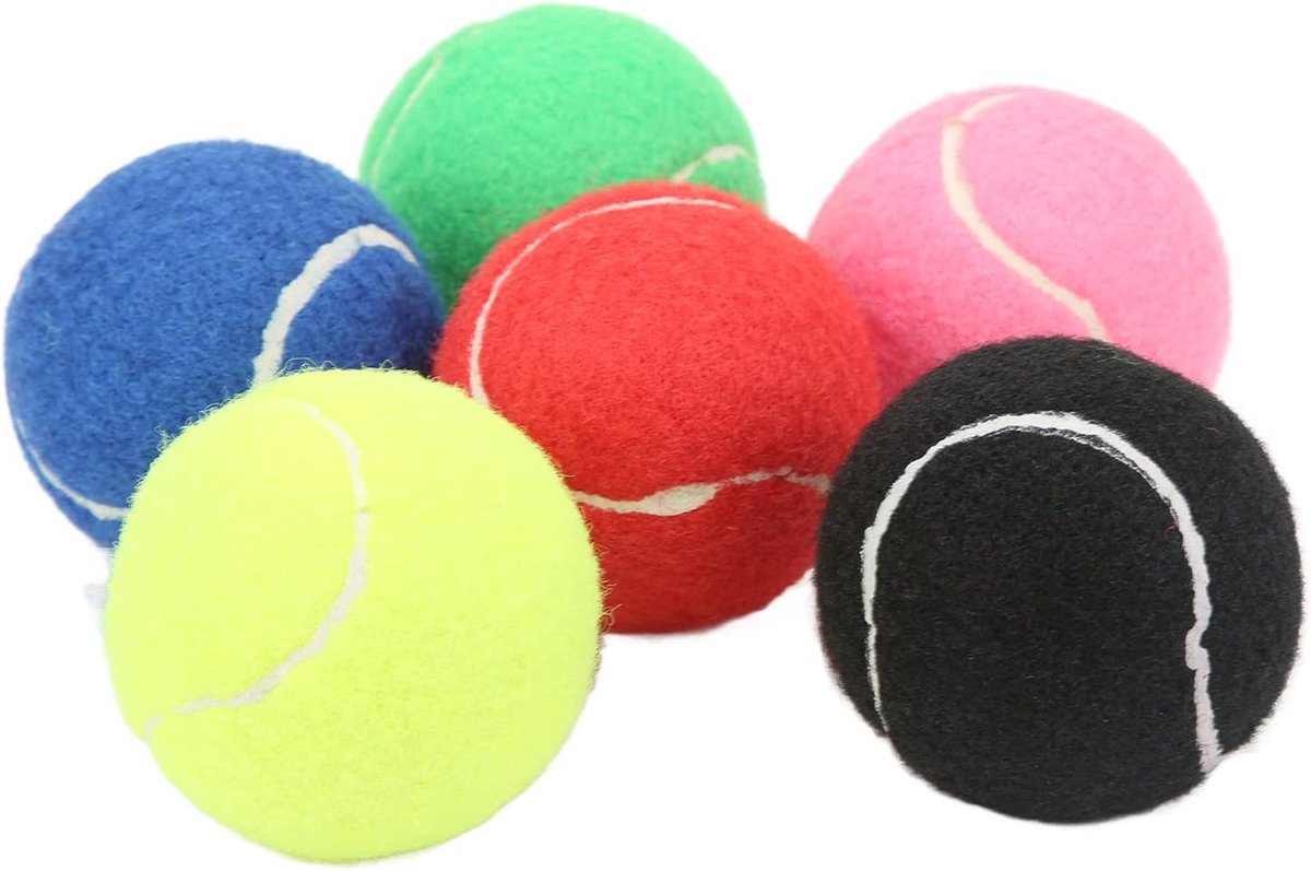 SnelShoppen - Tennisballen Set - 6 Kleurrijke Oefen Tennisballen met Waterdichte Buitenlaag - Ideaal voor Training, Wedstrijden en Campusgebruik