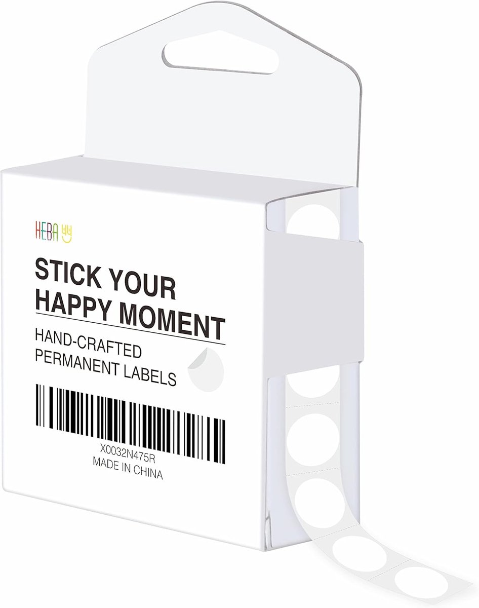 SnelShoppen - 1500 Stuks Ronde Witte Kleurcode Stickers - Permanente Labelstickers in Dispenserdoos - Voor Kantoor, Retail, Thuis, Klaslokaal, Magazij