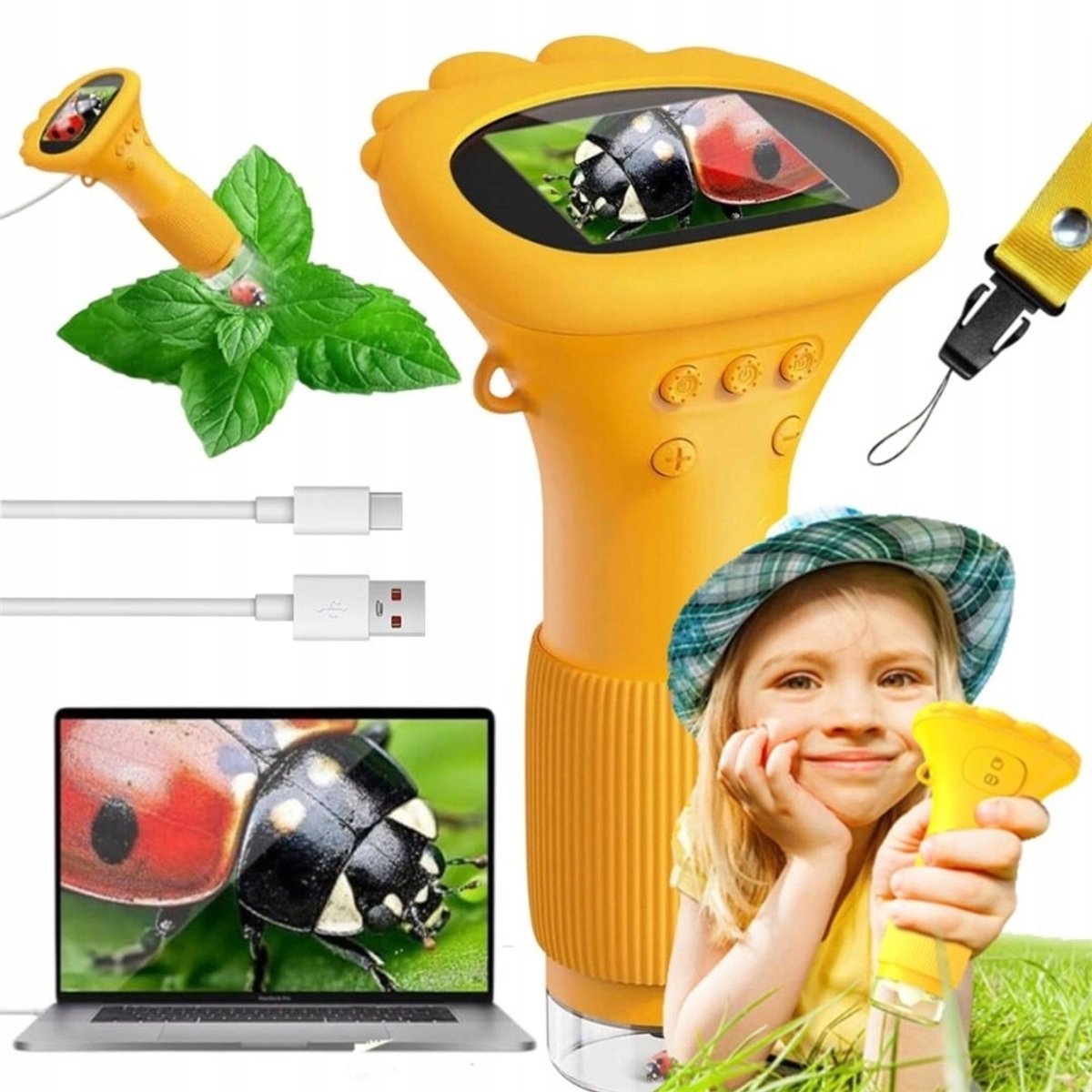 Microscoop voor Kinderen - Digitale Kinder Microscoop 1000x met HD Scherm - STEM Speelgoed - Oplaadbaar - Foto & Video - Handmicroscoop - Voor Natuur en Educatie - 3-12 Jaar