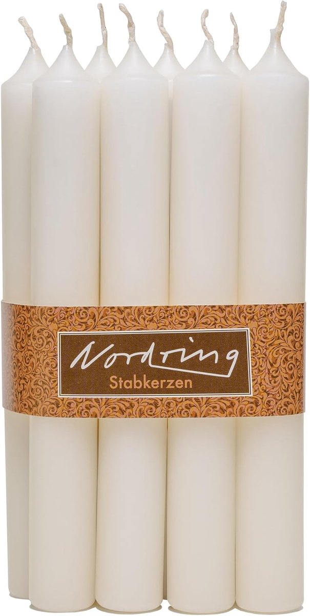 SnelShoppen - 8 Stuks Kaarsen - Pillar Kaarsen 2.2 cm x 18 cm - Crème Kleur - Paraffine - Tot 8 Uur Brandduur - Geschikt voor Kaarsenhouders, Lantaarn