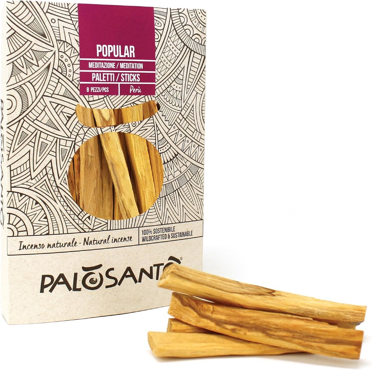 SnelShoppen - Palo Santo Houten Premium Incense Sticks, 8 Stuks Peru, Natuurlijke Geur voor Ruimte Reiniging, Mentale Welzijn, Ethisch en Duurzaam