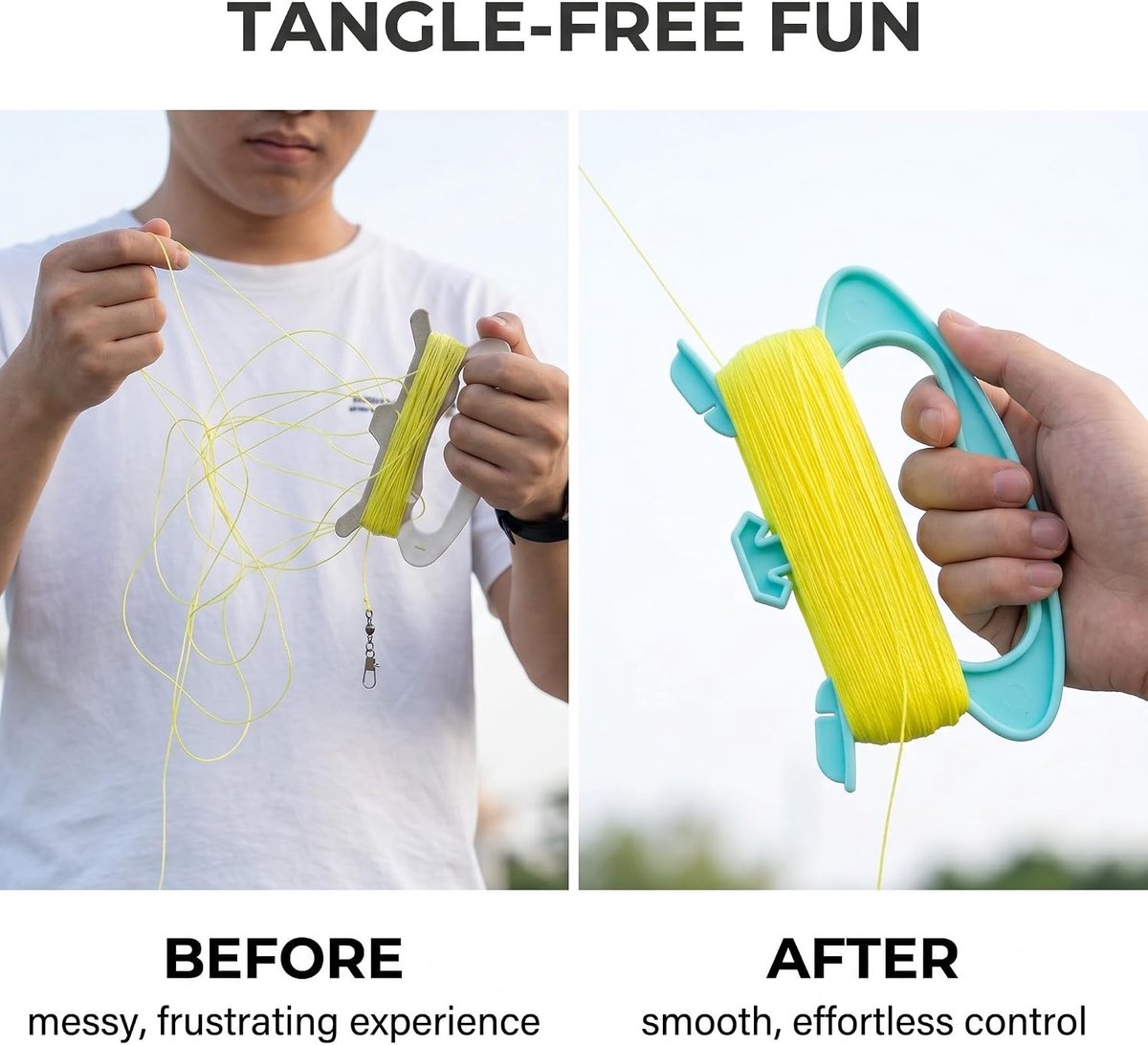 SnelShoppen - Draadspoel voor Vlieger 100 m - Ultra-resistent Nylon - Dubbele Lagers - Ergonomische Handgreep - Anti-Klit Technologie - Voor Alle Vlie