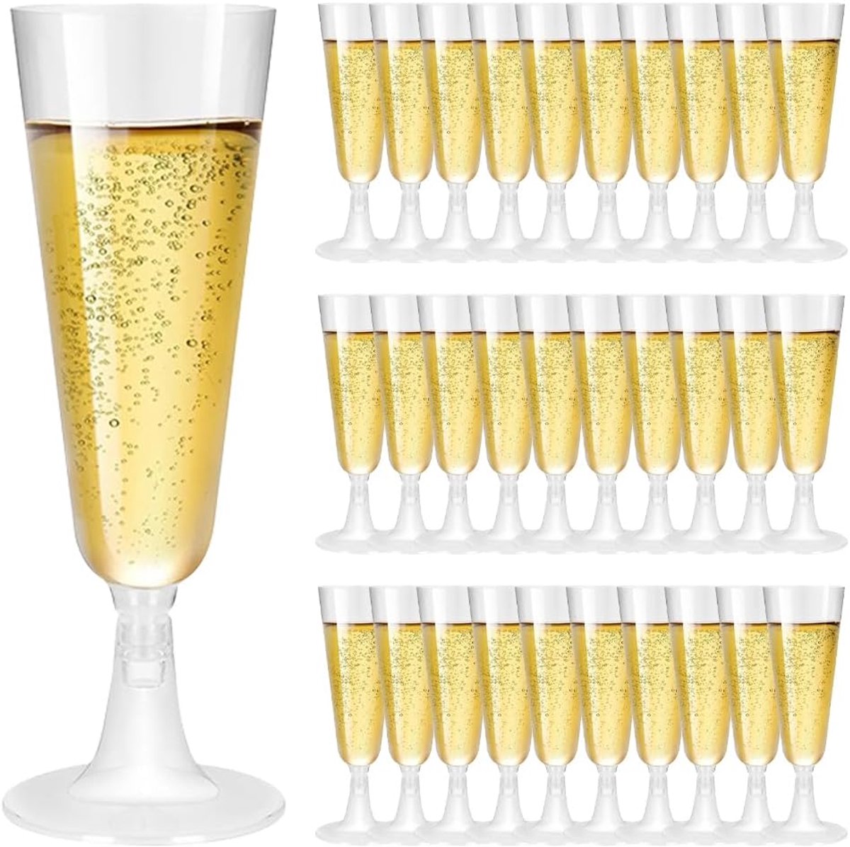 SnelShoppen - 30 Stuks Plastic Champagneglazen - Transparante Wijn- en Cocktailglazen - Herbruikbaar - 150 ml - Voor Bruiloften, Verjaardagen, Feesten
