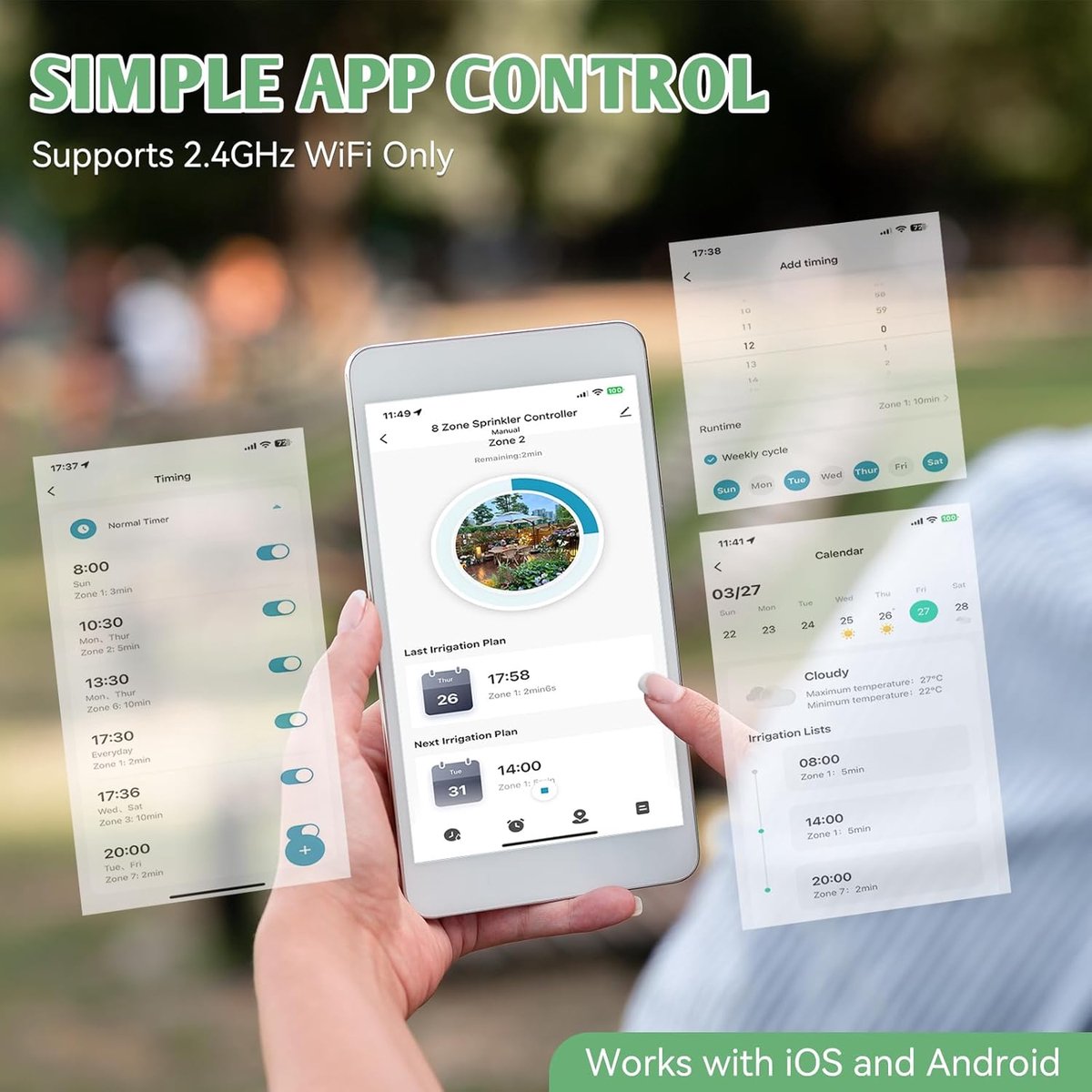 SnelShoppen - 8-Zone Slimme Irrigatie Controller - Wi-Fi Tuin Water Timer met App Bediening, Lokale Weerintelligentie, Regenvertraging, Eenvoudige DIY