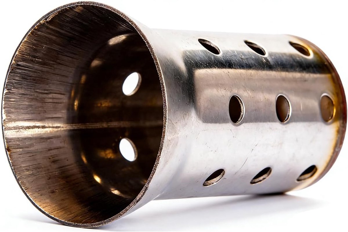 SnelShoppen - Universele motorfiets uitlaat DB Killer geluiddemper inzetstuk Ø 60 mm - Roestvrij staal, afneembaar, voor straat, race, supermoto, moto