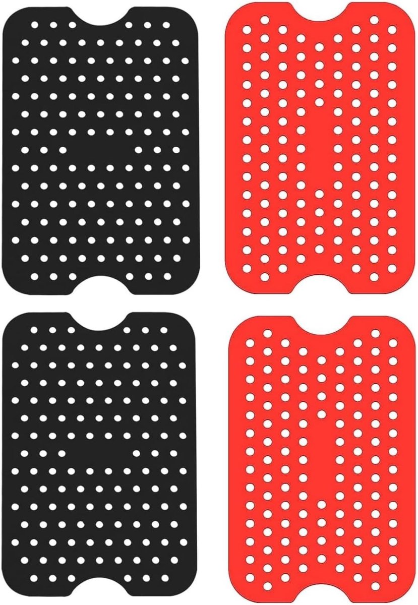 SnelShoppen - Air Fryer Liners 4 Stuks Herbruikbare Silicone Liner voor Airfryer - Perforated Design, Hittebestendig tot 221°C, Keukenaccessoires