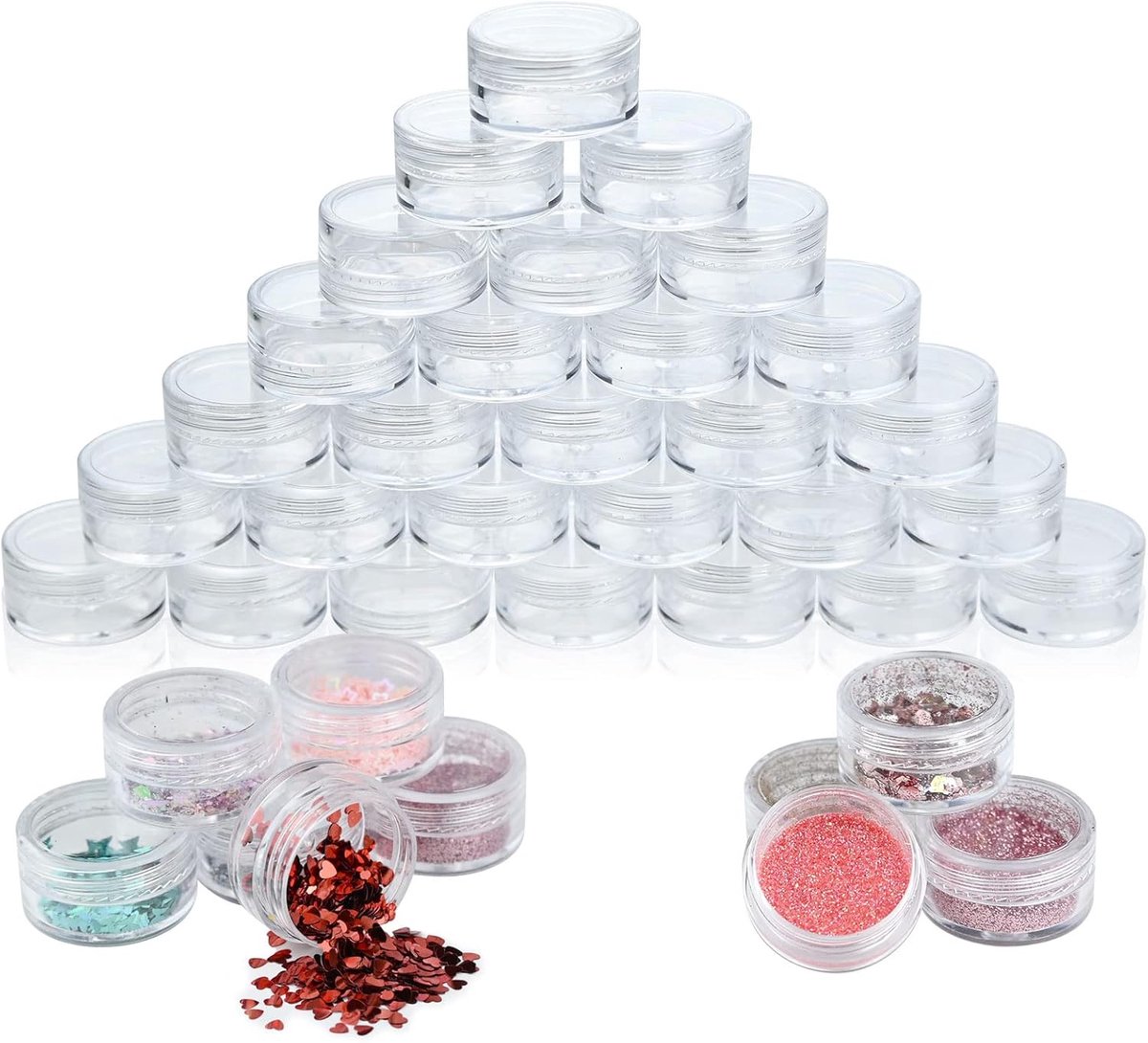 SnelShoppen - 100 Stuks Mini Cosmetic Jars 5ml/5g - Transparante Monster Potjes - Perfect voor Crèmes, Lotions, Lipbalm, Rhinestones - Handig voor Org