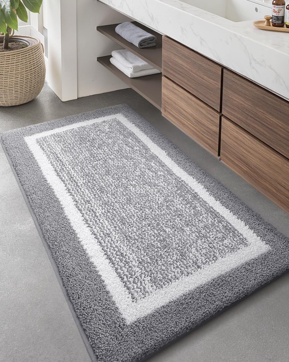 SnelShoppen - Extra Grote Soft Microfiber Badmat 60 x 150cm, Antislip Badkamer Mat, Machinewasbaar, Waterabsorberend, Duurzaam, Grijs