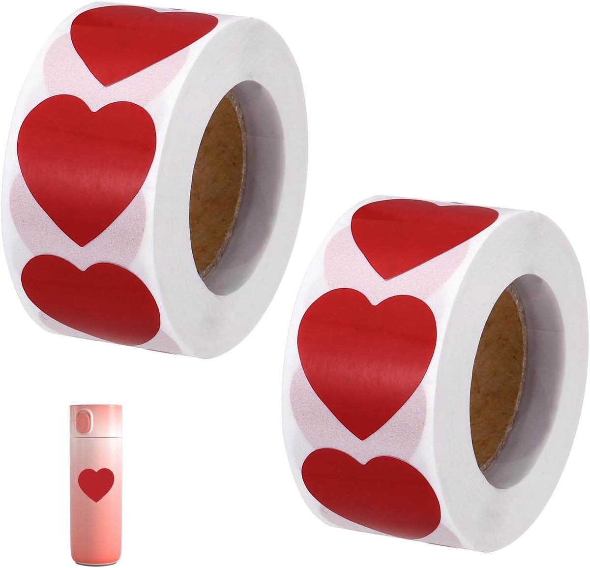 SnelShoppen - 1000 Rode Hartvorm Stickers, 25 mm Zelfklevende Labels, Perfect voor Huwelijken, Scrapbooks, Valentijnsdag en Cadeautags