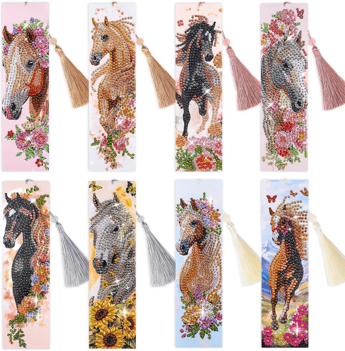 Thijox - 8 Stuks Diamond Painting Knutselset voor Kinderen, Creatief Speelgoed voor Meisjes 6-12 Jaar, Bladwijzers, DIY Boekenmark, Veelkleurig, Adven