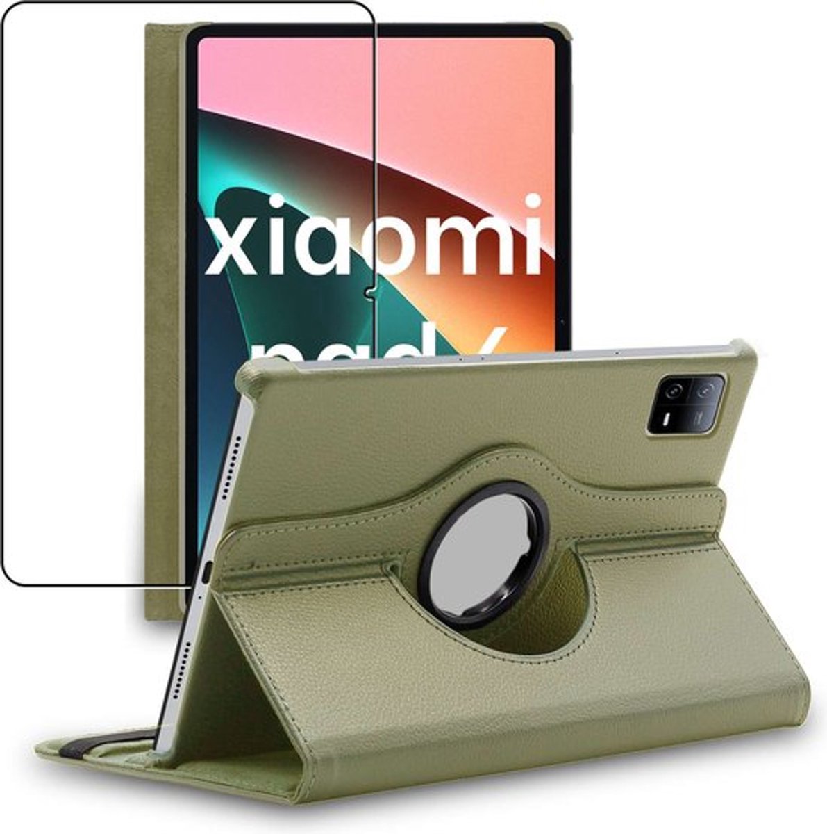 ebestStar - Hoes geschikt voor Xiaomi Pad 6, Pad 6 Pro, Roterende Etui, Case, 360° Draaibaar hoesje, Goud + Gehard Glas