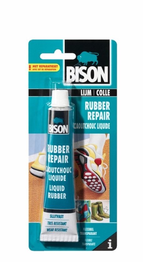 Bison Rubber Repair tube 50 ml, reparatiepasta, beschermen, waterdichtmaken, sterk, blijvend flexibel, temperatuurbestendig van - 40°C tot + 120°C, makkelijk in gebruik