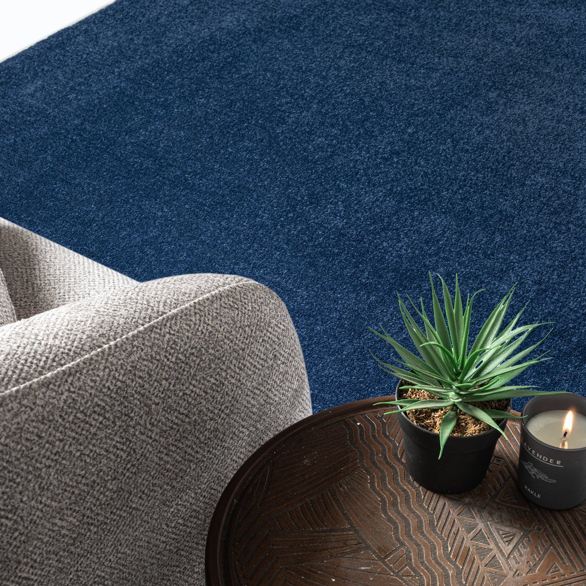 Muratap Uni Effen Laagpolig Vloerkleed Modern Donker Blauw Navy- 160x230 CM