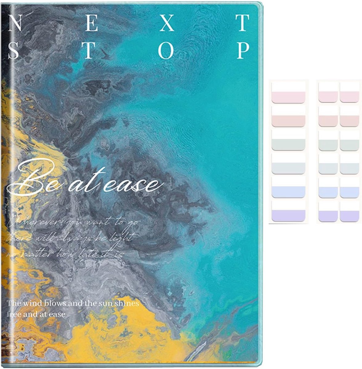 SnelShoppen - A4 Notebook met Index Cards, Lined Diary Book, Dikke Notitieboek met 200 Bladzijden, Waterdichte Rubber Cover, Groene Marmer voor Werk,