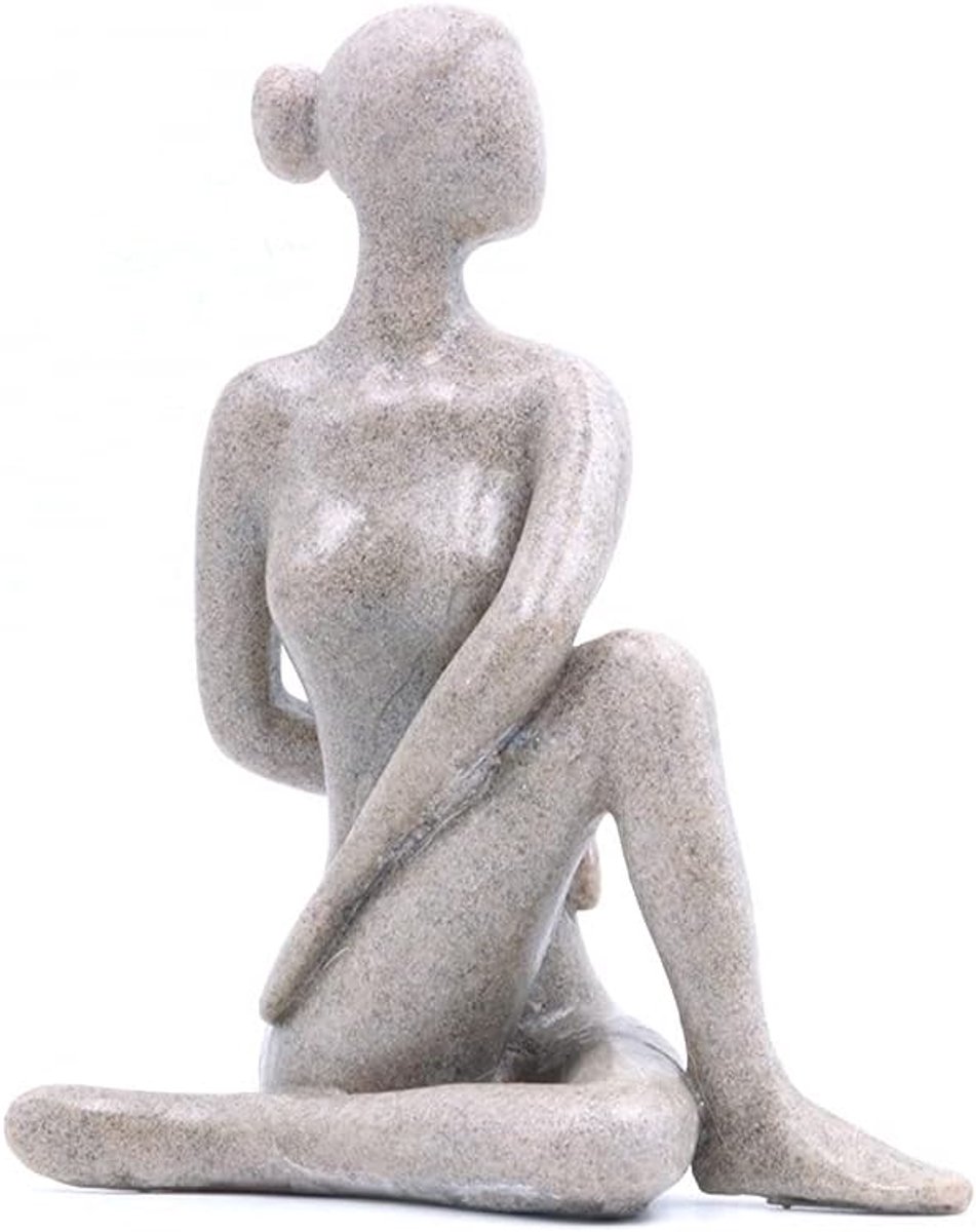 SnelShoppen - Statue Sculpture Yoga Girl Figurine, Creatieve Resin Beeldje voor Binnen, Leefruimte, Kantoor, Decoratie, Collectible, 20 cm, Uniek en D