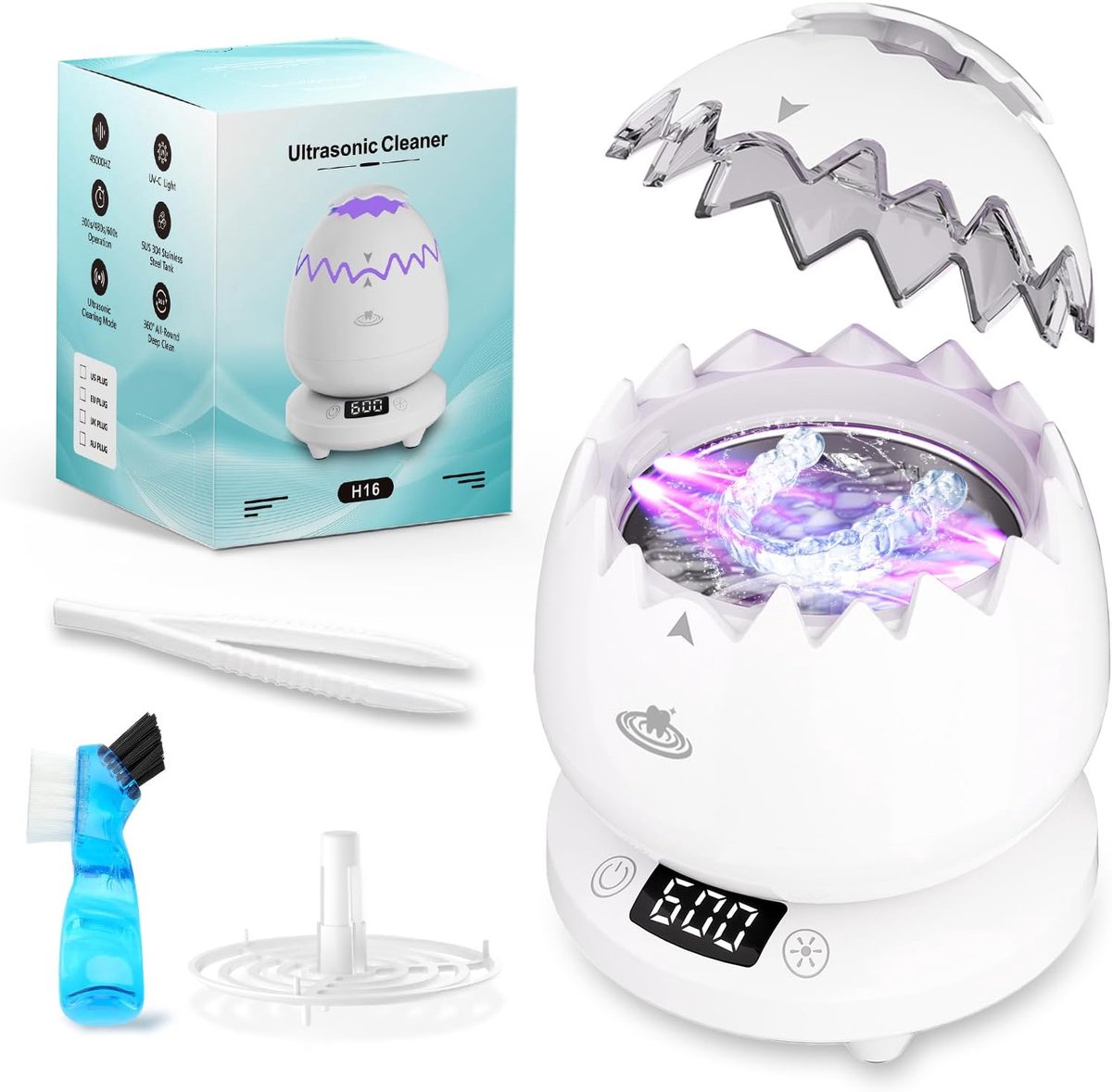 SnelShoppen - Ultrasonic Cleaner voor Tandprotheses 45 kHz, 180 ml, Ultrasoon Reinigingsapparaat met 3 Modus voor Tanden, Sieraden, Retainers en Horlo