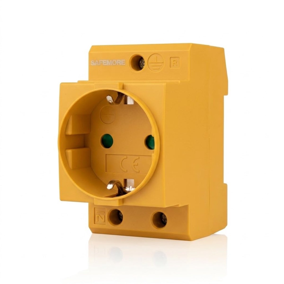 SnelShoppen - Schuko Stopcontact Hutrail 16 A, 230 V - Geaard Inbouwstopcontact voor 35 mm DIN-dragers, IP20, Geel - Eenvoudige Montage voor Verdeeldo