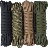 SnelShoppen - 4x 6m Paracord Touw 7 Strengen Nylon Koord 4mm - Outdoor Survival, Bracelets, Sleutelhanger, Hondenhalsband, DIY Kit - Multicolor