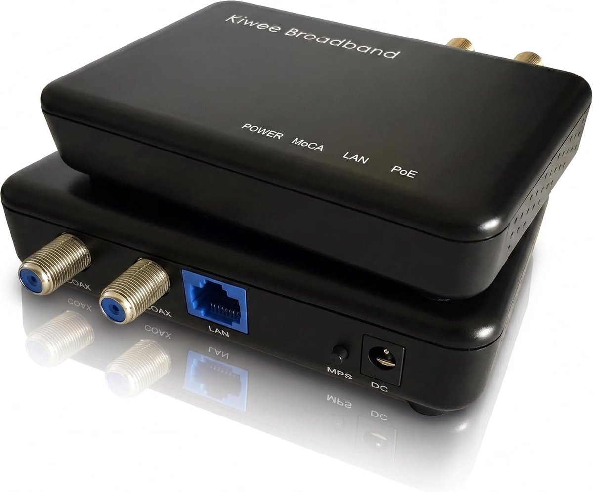 Thijox - MoCA 2.5 Adapter Kit met 2.5G Ethernet-poort en PoE+ 30W voor Ethernet over Coax - Ideaal voor Wi-Fi 6E/7 Access Points, IP-camera’s en meer