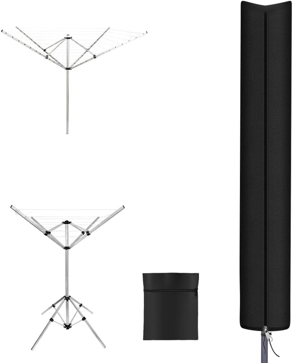 SnelShoppen - Swivel Clothesline Cover - Waterdichte Bescherming voor Rotatieve Waslijnen - Universele Maat 165x15x15cm - Met Rits en Trekkoord - Tuin
