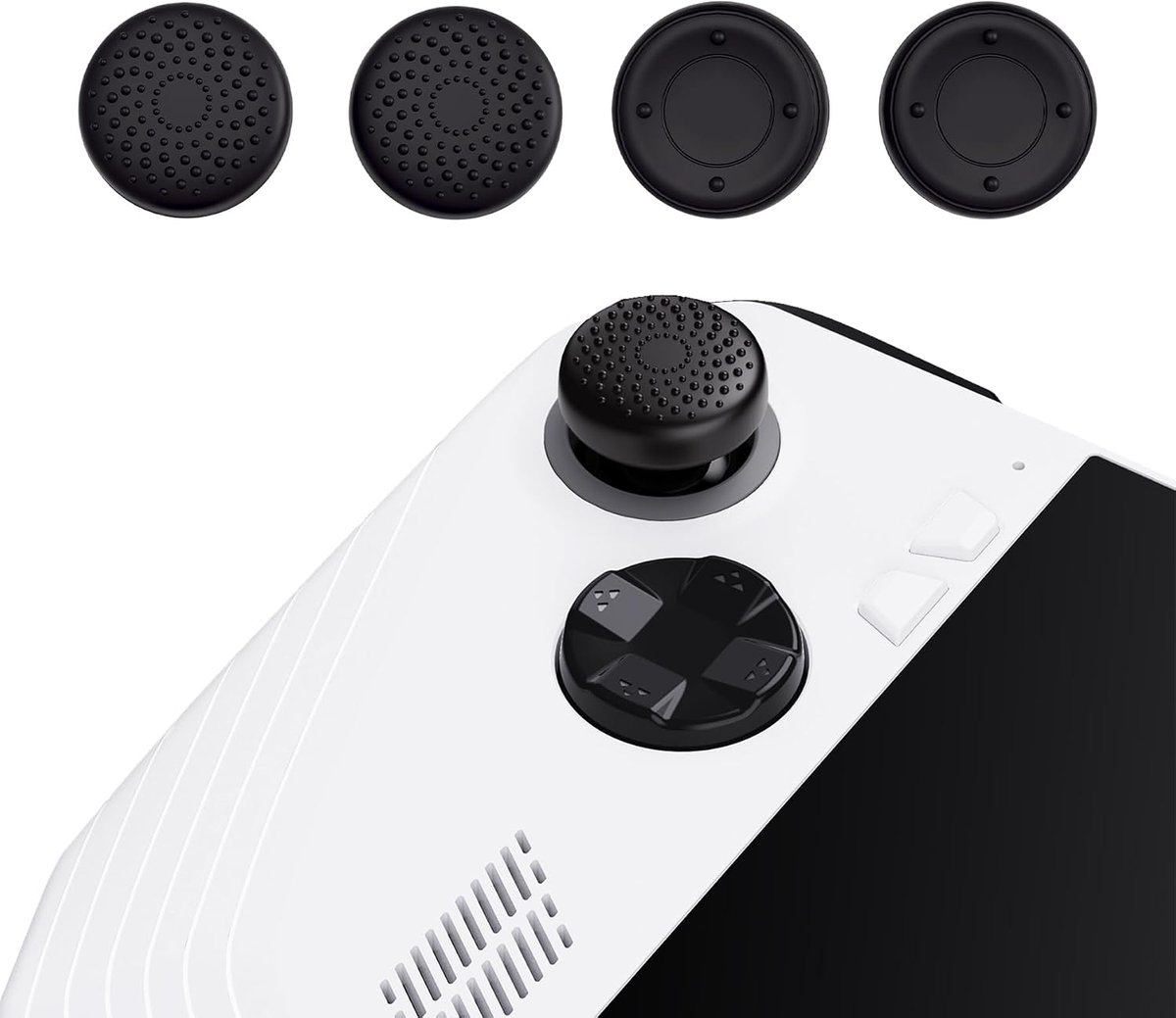 SnelShoppen - Thumb Grip Caps voor ROG Ally - Siliconen Joystick Covers - Zwart met Verhoogde Dots & Studded Design - Anti-slip, Comfortabel, Protecti