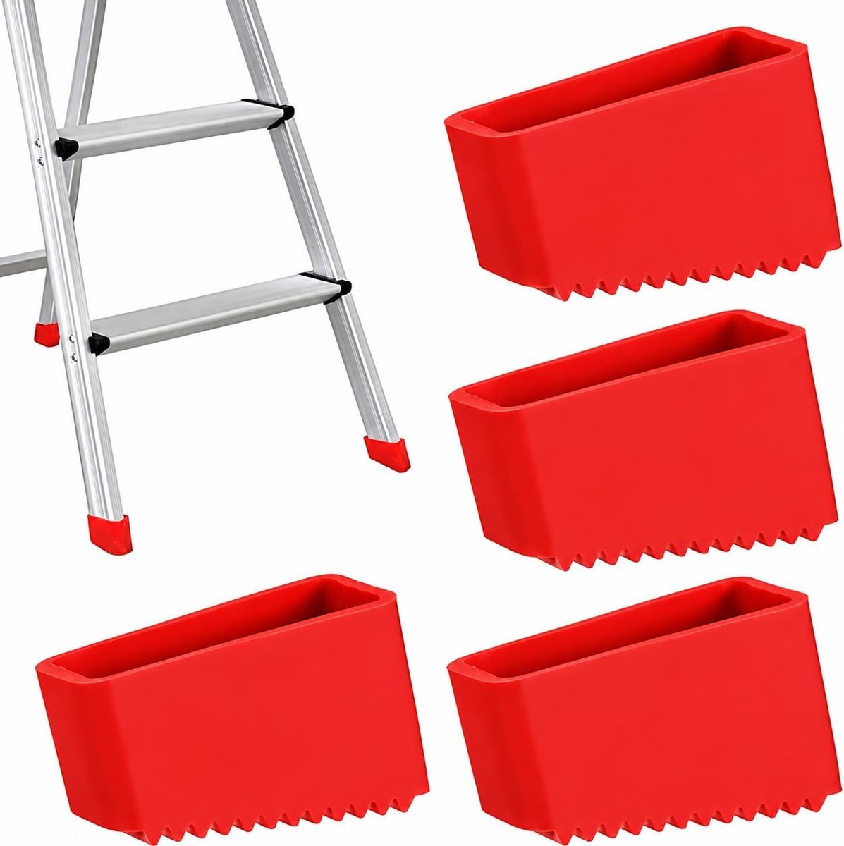 SnelShoppen - Ladder Voetbeschermers Set van 4, 50 x 20 mm, Rubber Ladderglijders, Veiligheids Pads voor Vouwladder, Ideaal voor Thuisgebruik