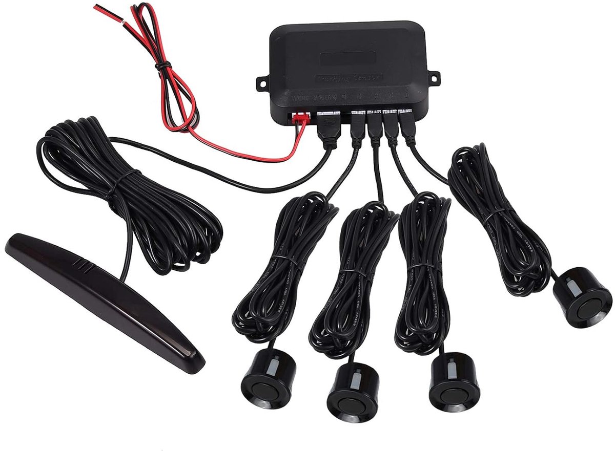 SnelShoppen - Parking Aid Sensoren, PDC Achteruitrijhulp, 4 Universele Parkeersensoren, LCD Display, Audio Buzzer, Alarm Kit, 12V Auto, Veilig Achteru