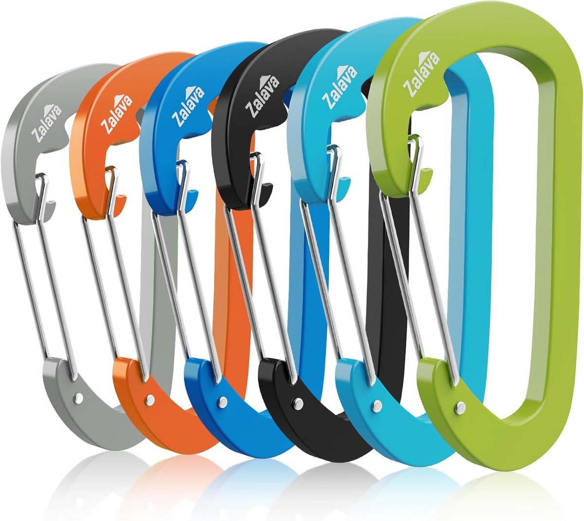 SnelShoppen - Wiregate Quick Release Carabiner Set - 10 kN Zware Belasting D-vormige Aluminium Mini Karabijnhaken - 6 Stuks voor Camping, Hiking, Viss