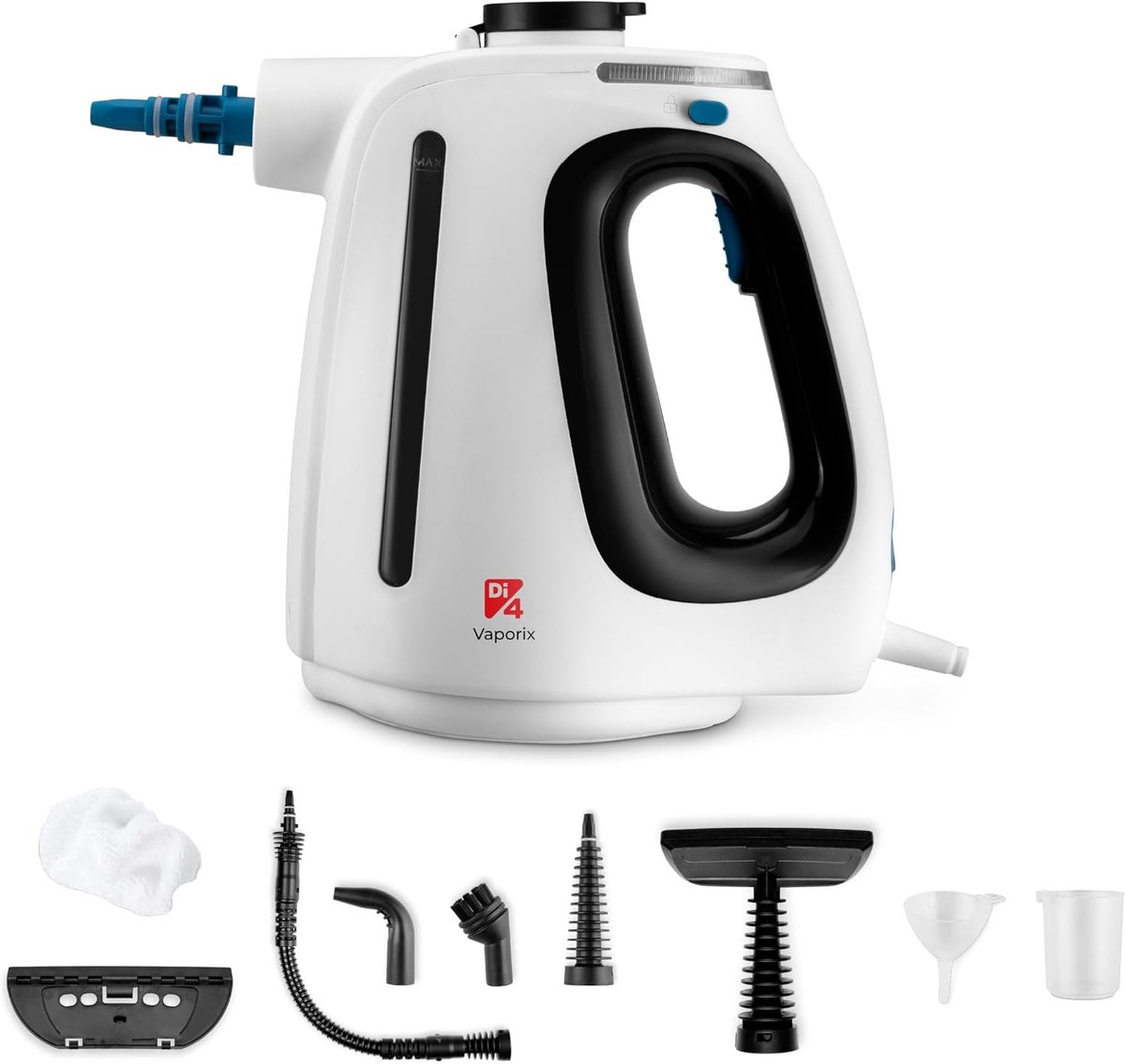 Thijox - Di4 Vaporix Handstoomreiniger 1350W, Multisurface Stoomreiniger met 9 Accessoires, 32 g/min Continue Stoom, 550 ml Reservoir, 30s Opwarming,