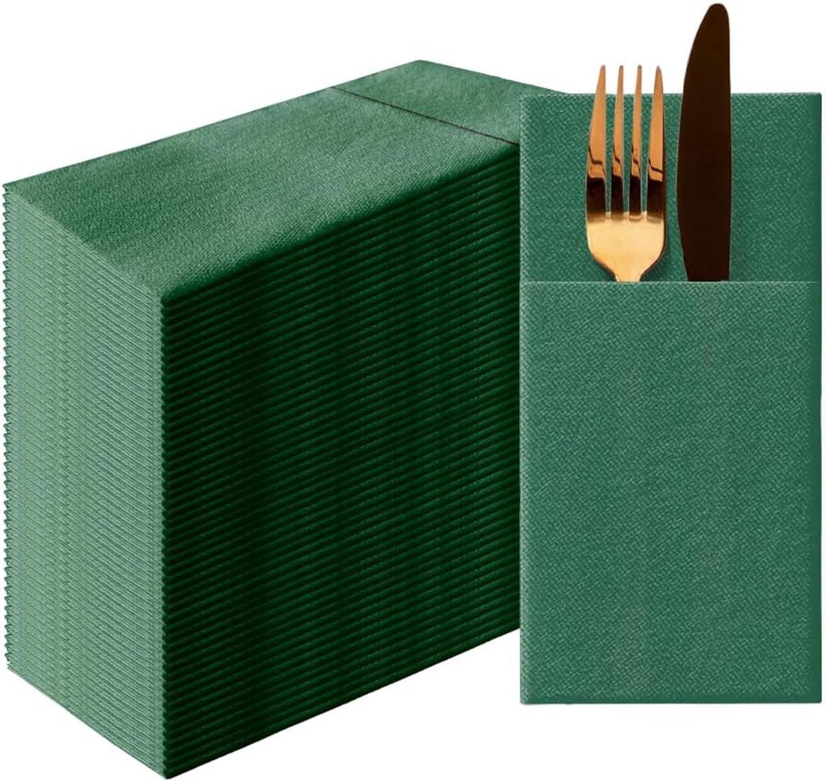 SnelShoppen - Airlaid Servetten 39x40 cm - 50 Stuks - Effen Dusty Groen - Elegante Tafeldecoratie voor Feesten, Bruiloften, Kerst, HoReCa