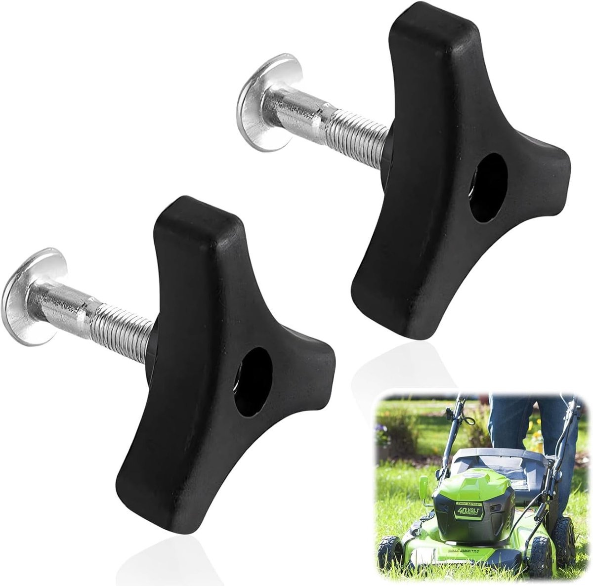 SnelShoppen - 2 x Wing Nut en Universele Schroef voor Grasmaaiers, Ergonomische Handgreep, Robuust Metaal en Plastic, Duurzaam, Voor Tuinonderhoud