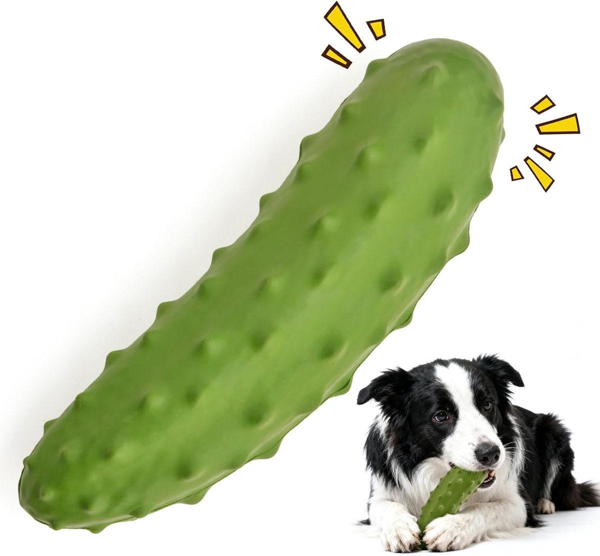 SnelShoppen – Schattig Squeaky Honden Speelgoed, Duurzaam Kauwspeeltje van Natuurlijk Rubber in Komkommervorm voor Middelgrote en Grote Honden