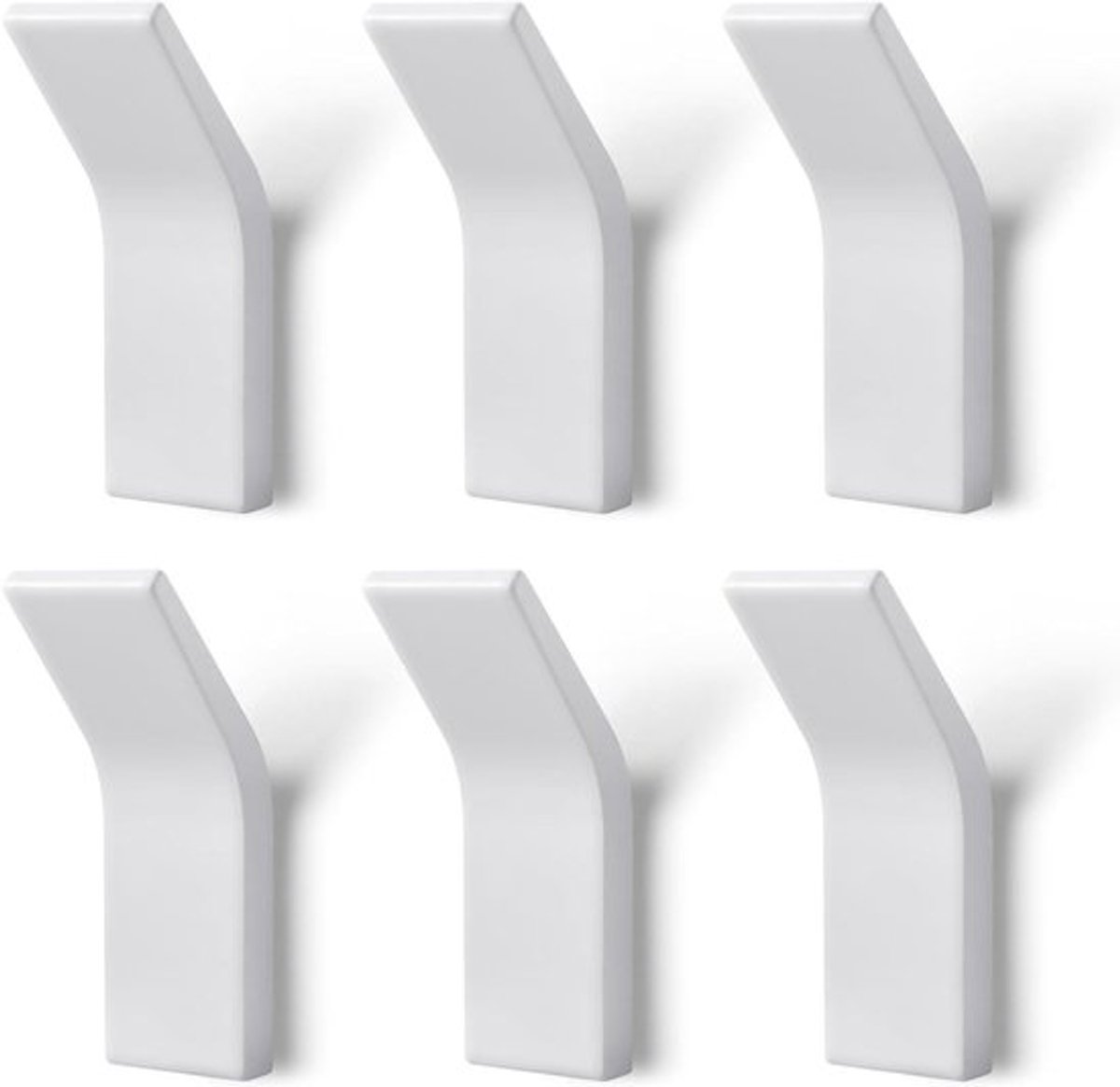 Zelfklevende wandhaken set van 6 - Extra sterk - Metaal - Wit - Badkamerkledinghaken metaal - Zonder boren - Inclusief montagelijm