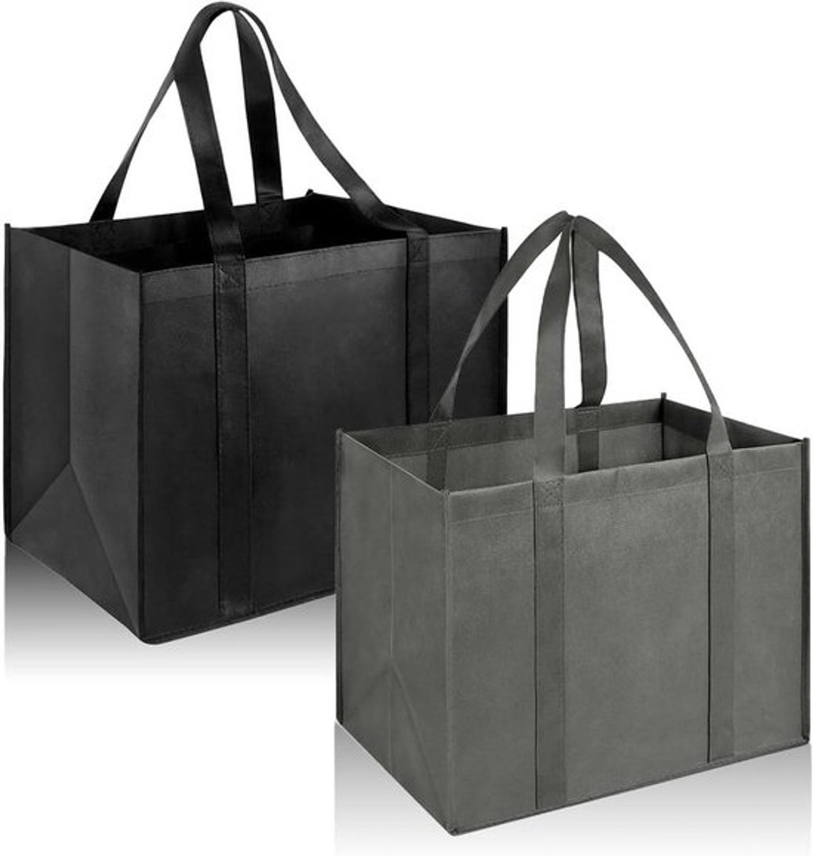 Set van 2 grote opvouwbare herbruikbare boodschappentassen - ideaal voor winkelwagen en kofferbak - 41 x 33 x 26 cm