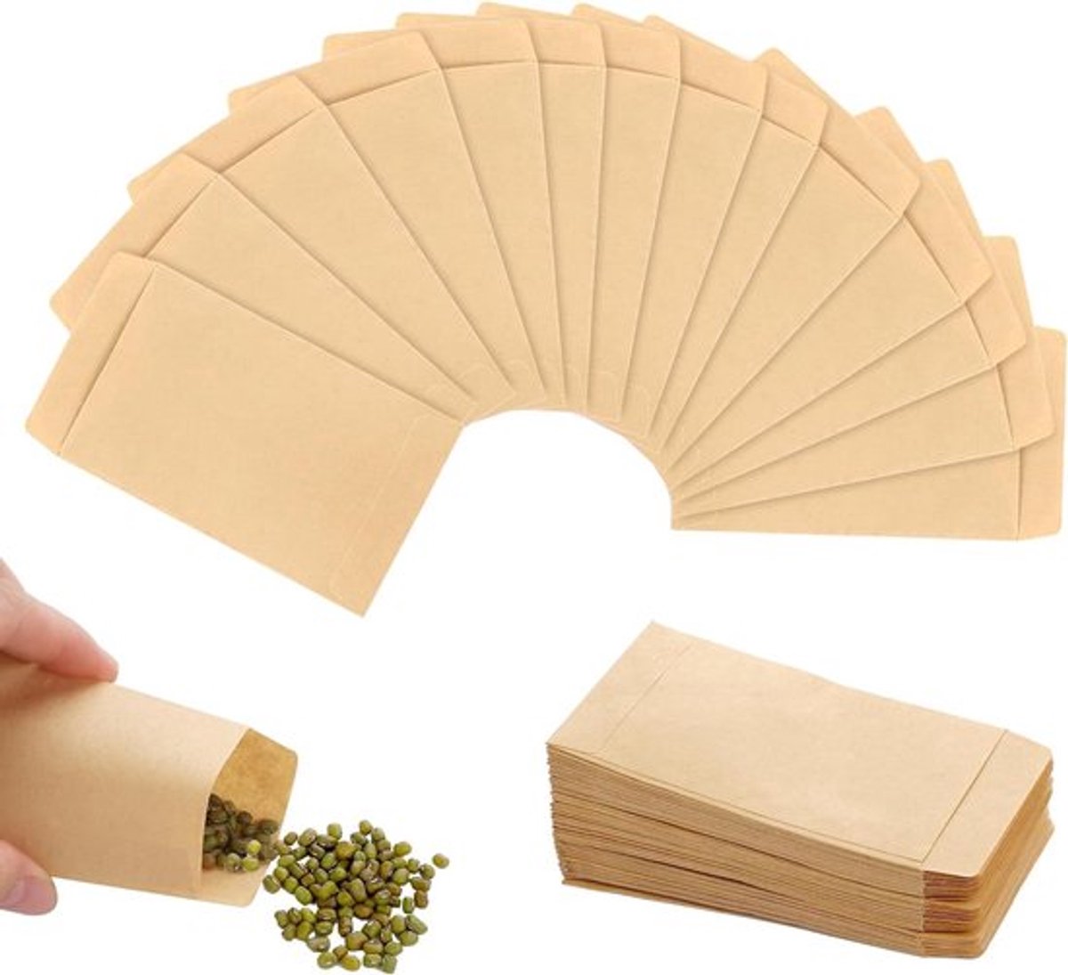 150 stuks kleine papieren zakken 6 x 10 cm - zaden - mini - adventskalender - kraftpapier - Kerstmis