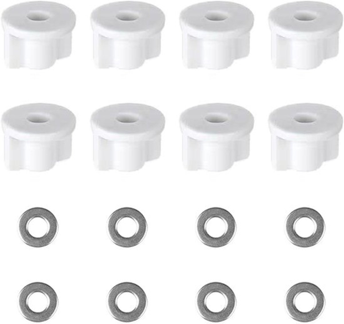 8-delige set onderlegschijven voor wc-bril montage, vervanging toiletdeksel bevestiging, toiletbril montagesysteem van bovenaf
