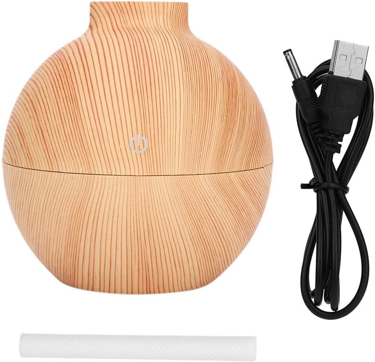 SnelShoppen - Mini USB Luchtbevochtiger Houten Geurverspreider met LED Verlichting - Compact voor Kantoor, Slaapkamer, Spa - 7 Kleuren Licht - Automat