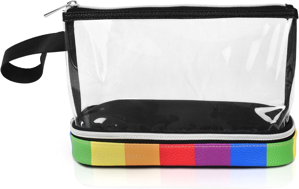 SnelShoppen - Transparante Toilettas 1 Liter - Cosmetica Bag met Slim Opaque Deel - Waterdicht en Scheurbestendig PVC - Ideaal voor Handbagage, Reizen