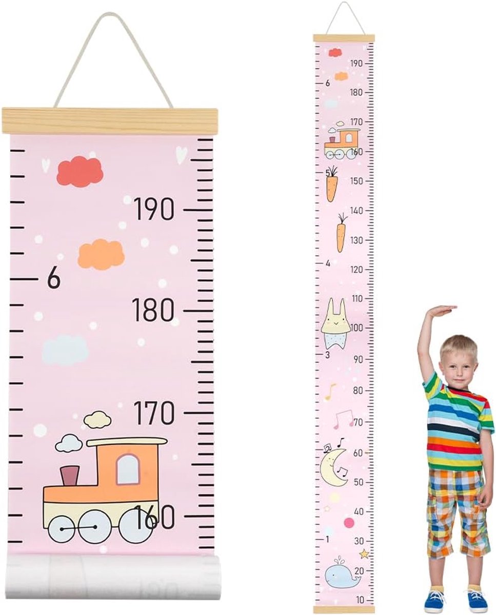 Thijox - Aolso Baby Lengtegroeikaart - Verwijderbare Canvas en Hout Meetlat voor Baby en Peuter - Muurdecoratie Konijn 195,6 cm x 20,3 cm - Kinderen K