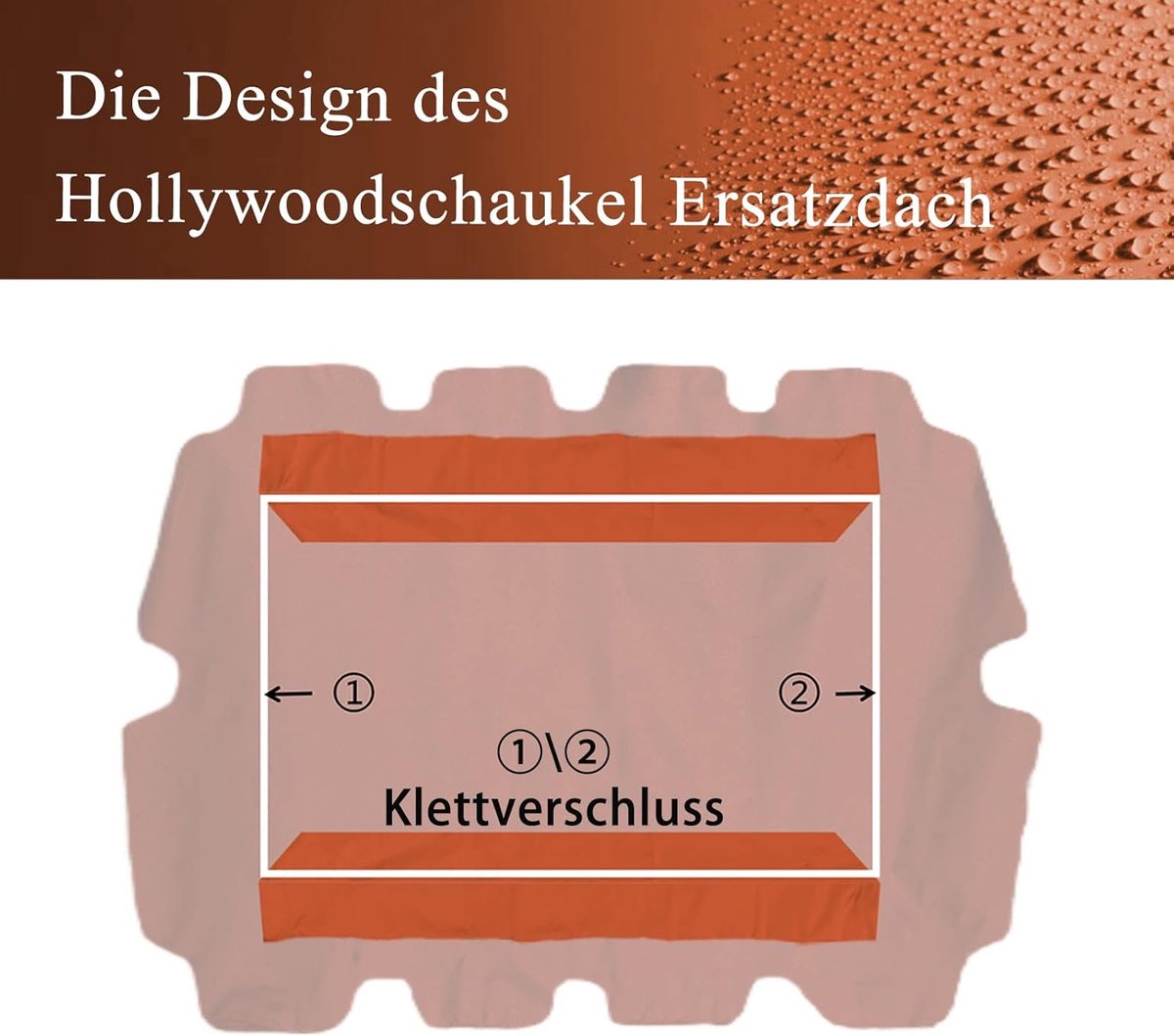 SnelShoppen - Vervangend Dak voor Hollywood Swing 210x145 cm - Waterdicht, Zonnescherm, Tuindecoratie - Oranje - Universele Maat