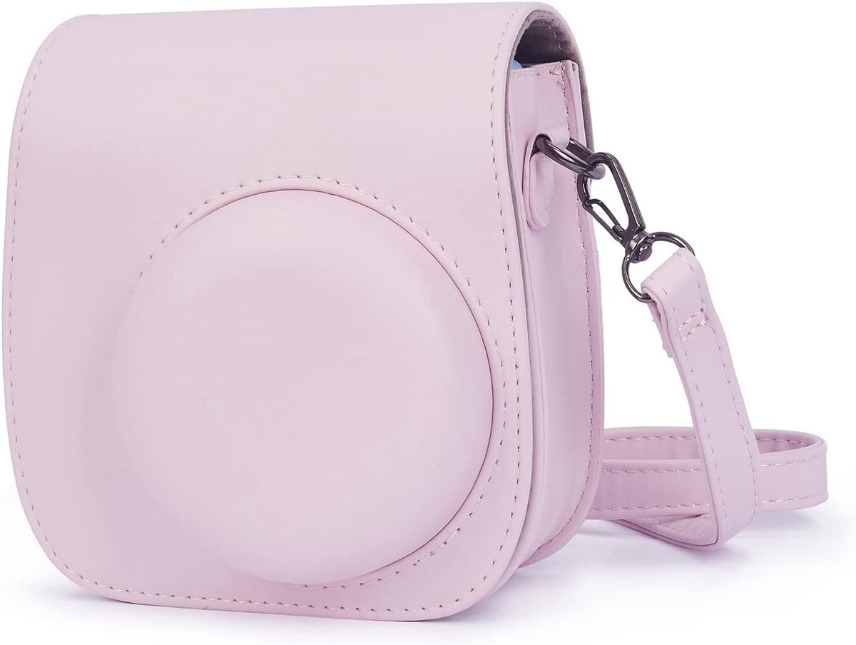 SnelShoppen - Mini 12 Camera Tas - Geschikt voor Instax Mini 12 - Faux Leer, Blossom Pink - Trendy en Veilig voor Feest, Uitjes, Reizen