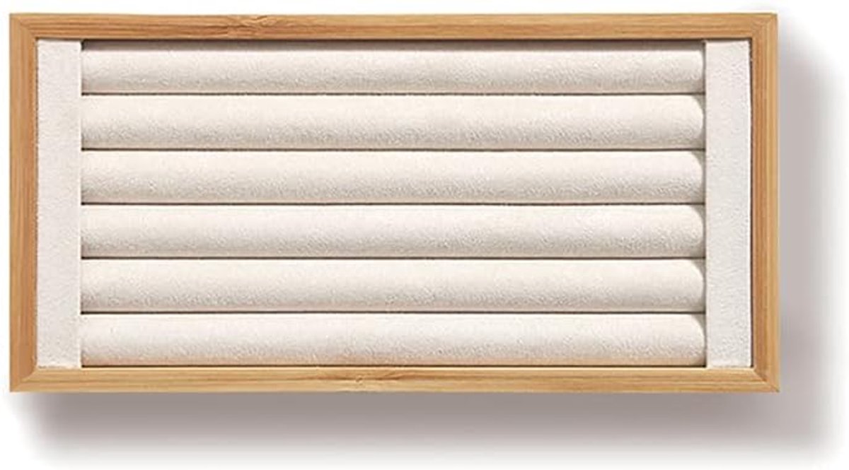 SnelShoppen - Bamboo Ring Holder, Ring Display Stand voor Sieraden, Organiser voor Ringen en Oorbellen, Beige Houten Basis, Perfect voor Winkels en Vl