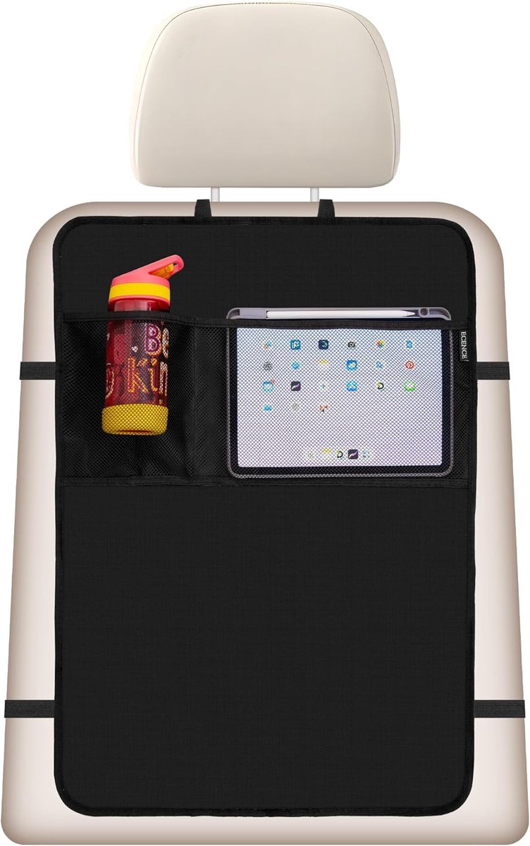 SnelShoppen - Kids Backrest Protector 50 x 70 cm - Waterdichte Autotas - Organizer Mat - Kickmat - Bescherming voor Autostoelen voor Kinderen met Opbe