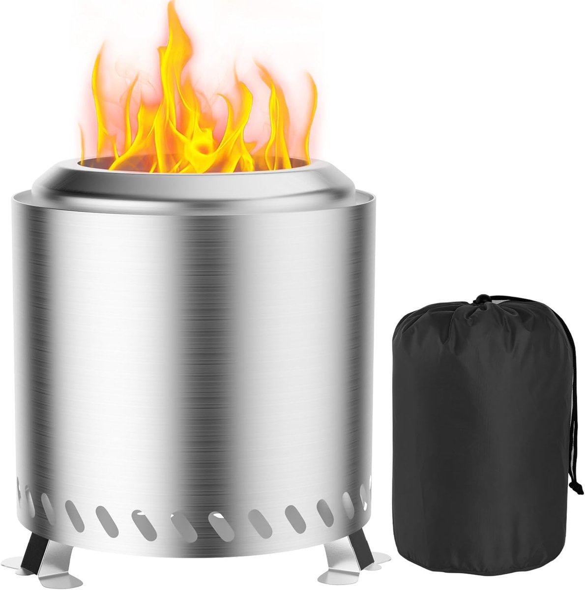SnelShoppen - Fillis Outdoor Fire Bowl, Rookvrije Tuhaard, 16x16x20.5 cm, Roestvrijstaal, Mini Tafel Vuurkorf met Opbergtas, Balkon, Terras en Tuin De