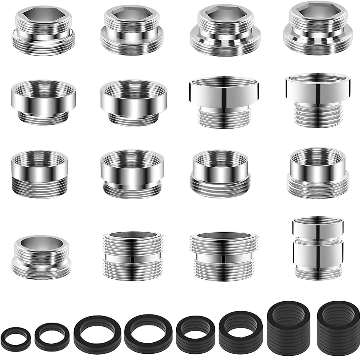 SnelShoppen - 16pcs Faucet Adapter Set met Seals, Kranen Adapter, Kranen Aerator, Sink Faucet Connector, Draad Adapter voor Keuken, Tuin, Waterfilter