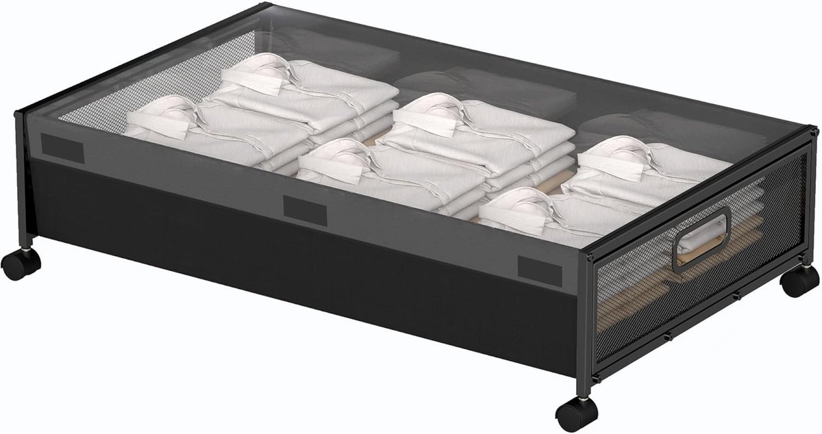 SnelShoppen - Onderbed Opbergbox met Wielen - Robuuste Onderbed Organizer voor Kleding, Dekens en Beddengoed - Stabiele en Duurzame Onderbedcontainer